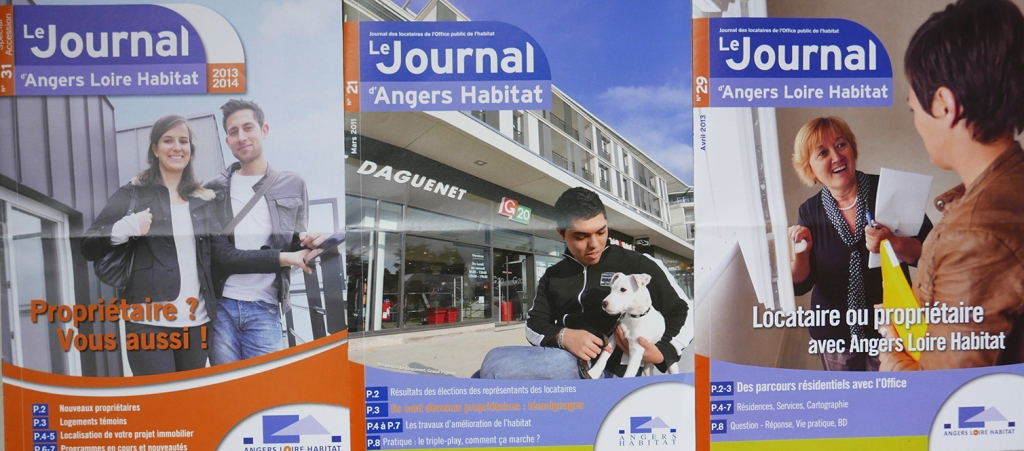 journal des locataires Angers Loire Habitat : unes et photos intérieures.
commandes photo et réalisation : service communication - Angers Loire Habitat